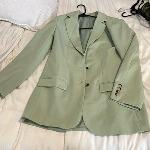 Mint colored blazer. Cute as a dress